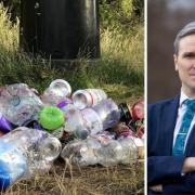 Renfrewshire South MSP Tom Arthur and stock pic of litter