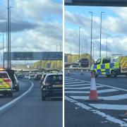 Forensics spotted on M8 as area remains shut after fire