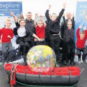 Mark Woods with pupils at East Fulton Primary