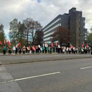 Care and support staff line the streets in Paisley demanding for equal pay