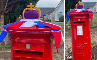 Coronation-themed postbox topper in Houston