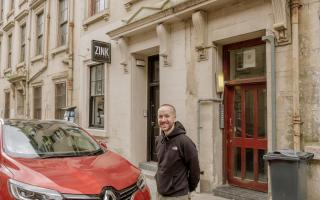 Thomas Ferns outside Zinc Tattoo, in Forbes Place, Paisley