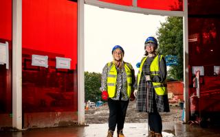Provost Lorraine Cameron and Councillor Lisa Marie Hughes at the new entrance of Paisley Museum