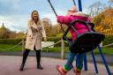 Laura Bissell, author of Bubbles, pictured with her daughter in Kelvingrove park, Glasgow. Photograph by Colin Mearns.