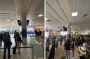 Pictures of queues at Glasgow Airport