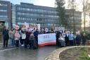 Families protest outside Renfrewshire Council building