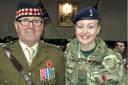 Rachel Ward with uncle James Docherty, patron for Johnstone detachment
