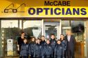 Tony McCabe and Kirsty McWhirter of McCabe Opticians were happy to help cover the costs of the kids' kits