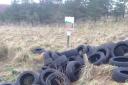 Disused tyres were dumped off Kingston Road, Neilston
