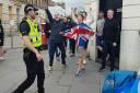 Scottish independence supporters were confronted by supporters of the union and one man appeared to give a Nazi salute