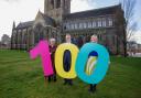 SAMH colleagues Susan Forrest, Billy Watson (chief executive), and Gemma McAndrew outside Paisley Abbey