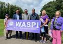 Scottish Labour Leader Anas Sarwar, Gavin Newlands MP, Neil Bibby MSP with Heather Wallace, Wendy Millar and Kathleen Birney, members of Renfrewshire WASPI group