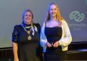 REN96 coach Victoria Torrance receives her Gold Duke of Edinburgh award from Renfrewshire Council’s Provost Cameron