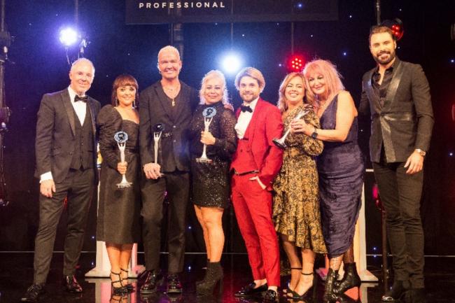Dylan Brittain (third left) on stage at the Hairdressers Journal British Hairdressing Awards