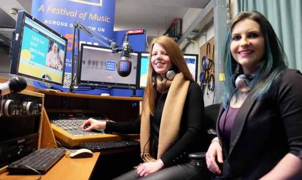 The Gazette: Celtic Music Radio presenters Kara Conway and Fiona McNeill in the new broadcasting studio at the Braehead Centre