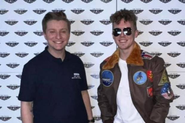 Managers Andrew Murray and Joel O’Neill, who dressed up in Tom Cruise’s iconic outfit from the original film