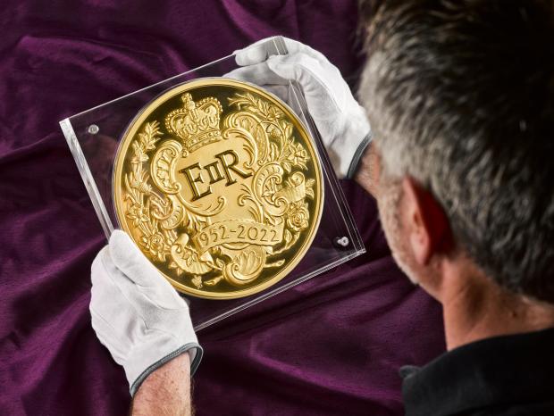 The Gazette:  Largest-ever coin to mark Queen's Platinum Jubilee. Credit: The Royal Mint