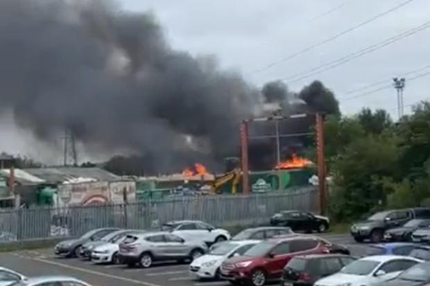 Firefighters are extinguishing the fire at Linwood Industrial Estate