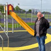 Councillor Stephen Burns at the new playpark