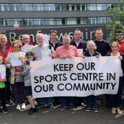 Protestors opposed to the takeover bid by Kelburne Hockey Club