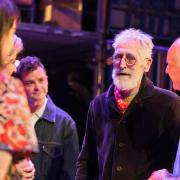 Artist and playwright John Byrne with some of the cast of Underwood Lane