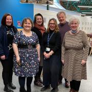 (left to right) Site facility manager Eleanor Lynch, Paula Reynolds, chair of Creative Renfrewshire Liz Gardiner, Jackie Sands, Andrew Crummy MBE and chair of Renfrewshire Tapestry Group Mary McKeown
