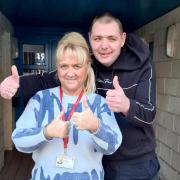 Christopher Graham and his team leader Caron Wylie are taking part in the sponsored walk