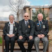 Hawkhead Bowling Club's Moira Bryan and Douglas Carruth (right) with veteran Tommy Carruthers