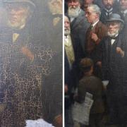 The work to restore the painting can be seen in these before and after pictures