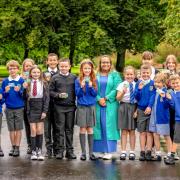 Kirklandneuk Primary and Newmains Primary with Councillor Michelle Campbell