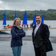 Park coordinator Fiona Carswell and Councillor Andy Steel at Castle Semple Loch