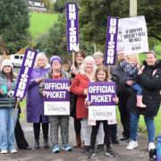 Unison protesters at St Paul's Primary, in Paisley