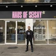 Thomas Seisay outside Haus of Seisay, in Lawn Street, Paisley