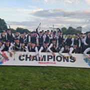 Renfrewshire Schools Pipe Band celebrate being crowned World Champions