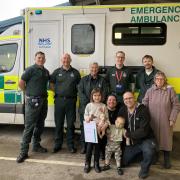 Alice, 6 and her family with the Scottish Ambulance Service