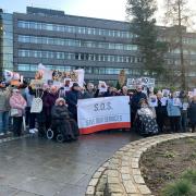 Families protest outside Renfrewshire Council building