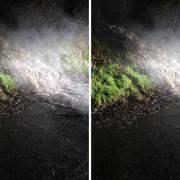 WATCH: Water with 'steam' spills onto Renfrewshire road