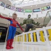 Four-year-old Jude McGhee was in his element when he saw the life-size replica statues of his superheroes, at Braehead Shopping Centre.