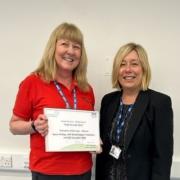 Marie Phillips (left) received the Volunteer of the Year award at NHS Greater Glasgow and Clyde’s Excellence Awards