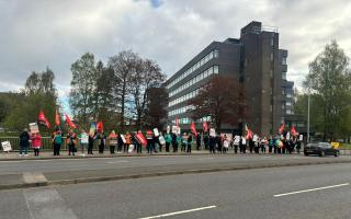Care and support staff line the streets in Paisley demanding for equal pay