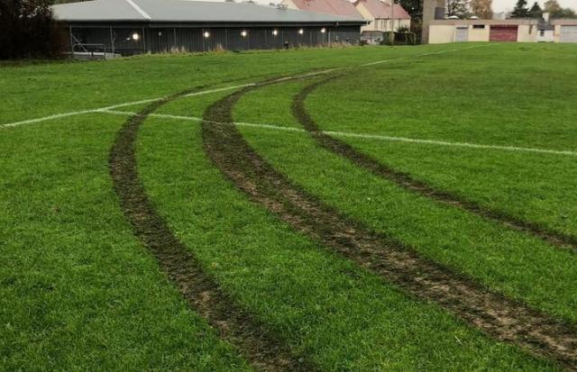 Extensive damage was caused to the pitch